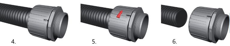 Hoe convoluted tubing fittingen monteren en verwijderen.