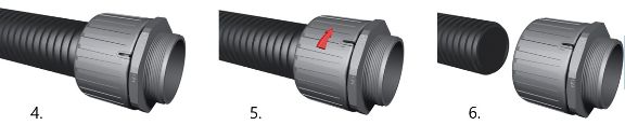 Hoe convoluted tubing fittingen monteren en verwijderen.