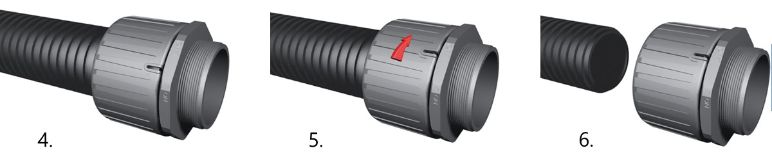Hoe convoluted tubing fittingen monteren en verwijderen.