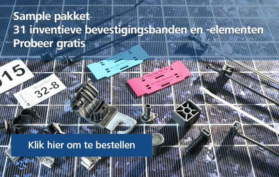 Geselecteerde kabelbinders en bevestigingen van HellermannTyton in het monsterpakket voor zonne-installaties