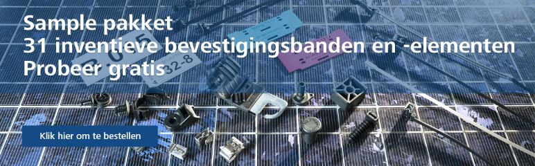 Geselecteerde kabelbinders en bevestigingen van HellermannTyton in het monsterpakket voor zonne-installaties